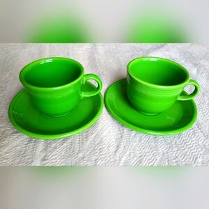 Fiestaware Flat Cup and Saucer set 8oz Shamrock green